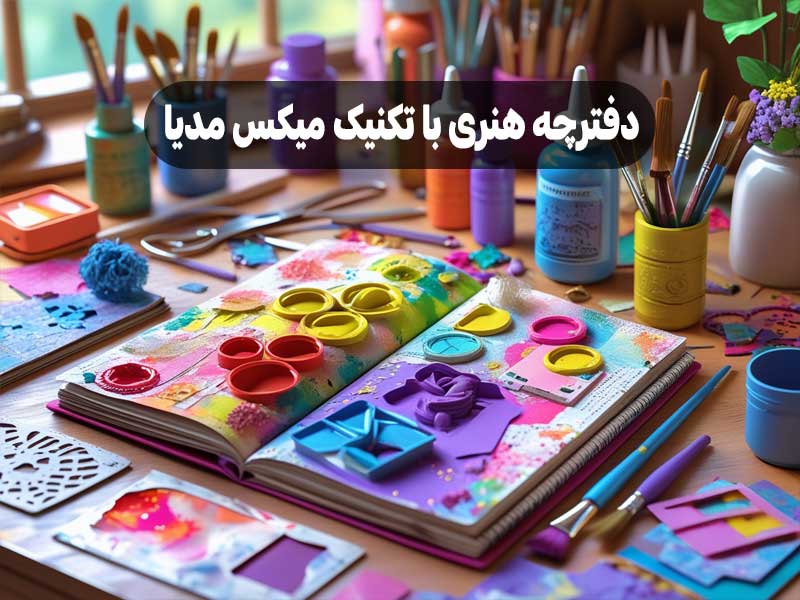 دفترچه هنری با تکنیک‌ میکس مدیا